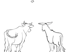 Ochs und Esel: Titelbild von Yvonne Rogenmoser, Illustratorin zum Weihnachtsspiel 2014: Ochs und Esel wissen mehr. (Foto: Yvonne Rogenmoser)